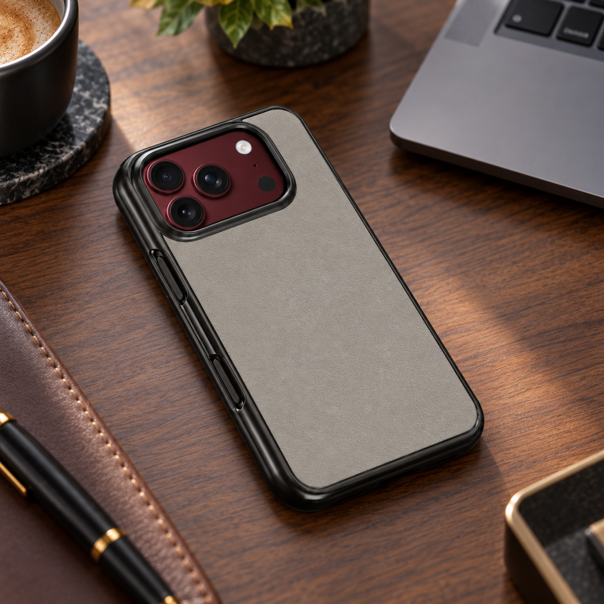 Premium iPhone Case Vegan Leather Sheepskin Texture Business Matte Foldable Shockproof Anti Scratch Non Slip Full Protection Slim Protective Cover Case