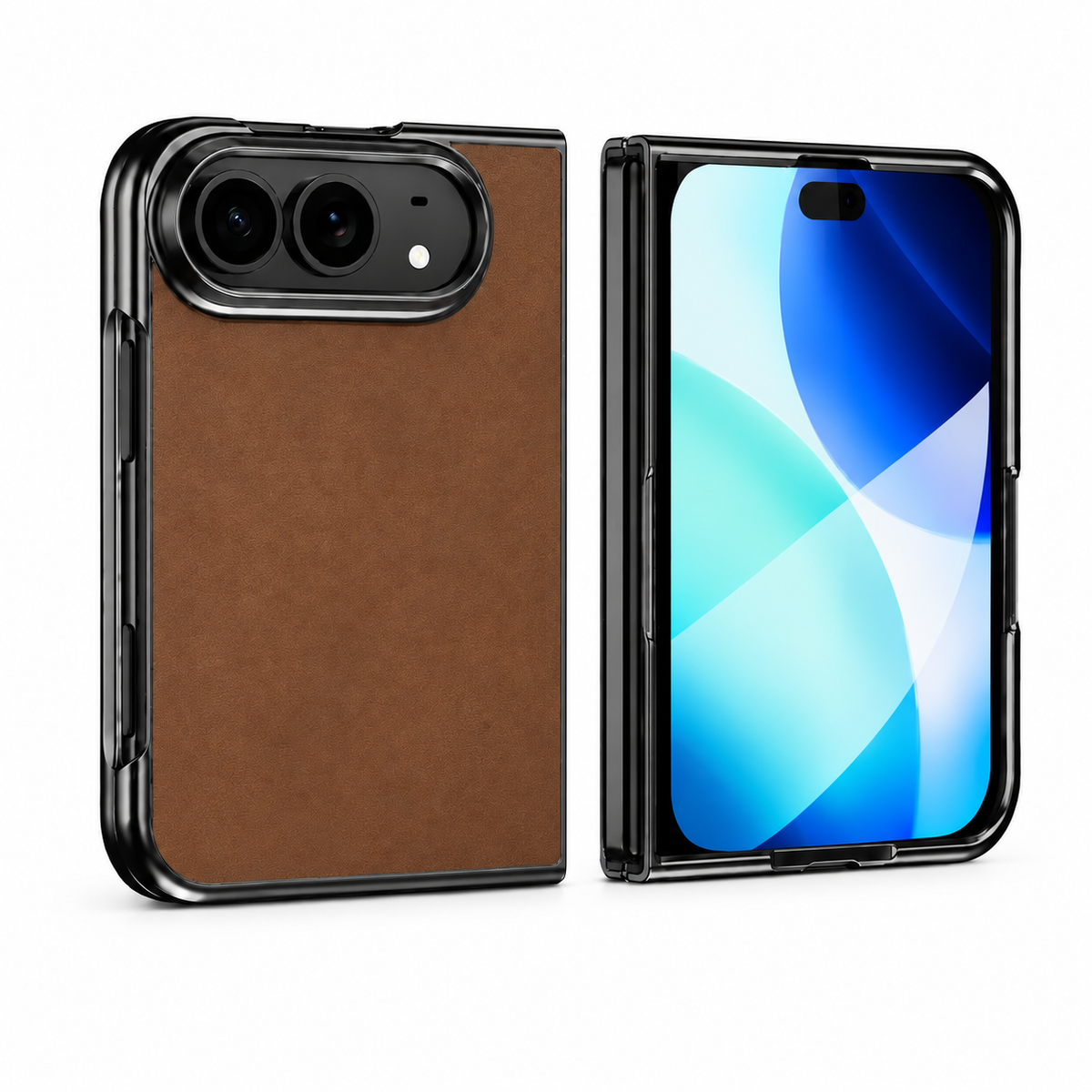 Premium iPhone Case Vegan Leather Sheepskin Texture Business Matte Foldable Shockproof Anti Scratch Non Slip Full Protection Slim Protective Cover Case