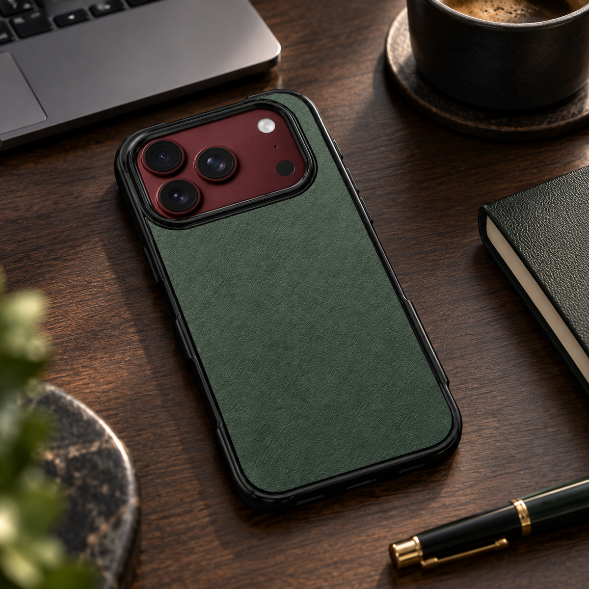 Premium iPhone Case Vintage Leather Style Semi Clear Acrylic Soft Touch Sweat Resistant Slim Foldable Protective Shockproof Phone Cover Case Design