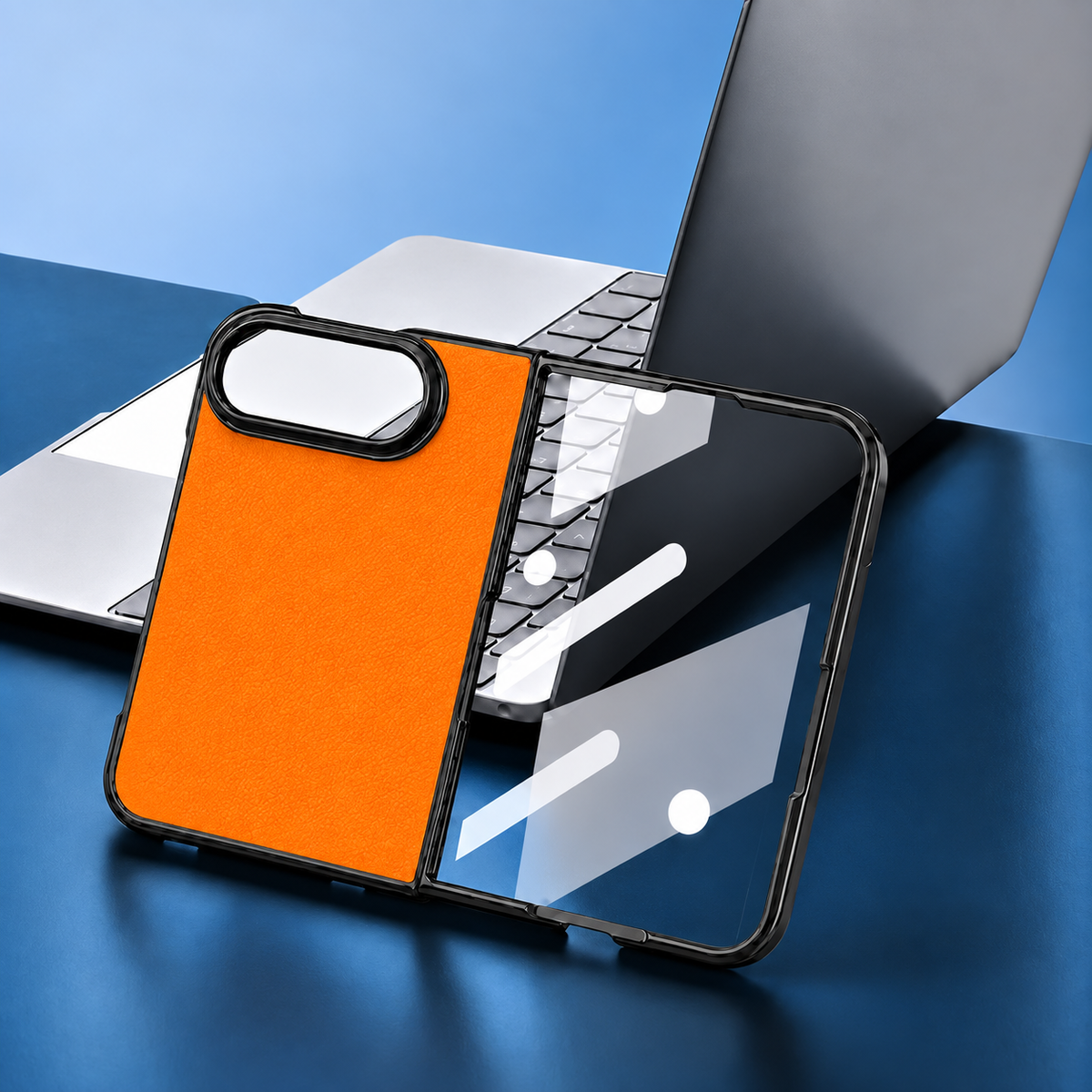 Premium iPhone Case Vintage Leather Style Semi Clear Acrylic Soft Touch Sweat Resistant Slim Foldable Protective Shockproof Phone Cover Case Design