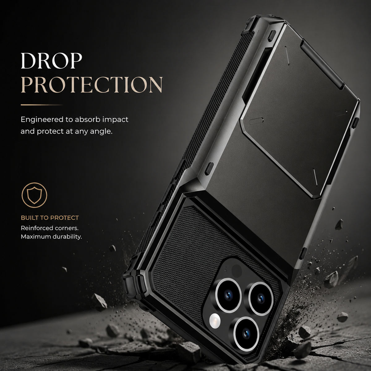 Premium iPhone Case Wallet Card Holder Hidden Flip Door Shockproof Protective Cover Dual Layer Armor Anti Scratch Camera Protection Raised Screen Grip