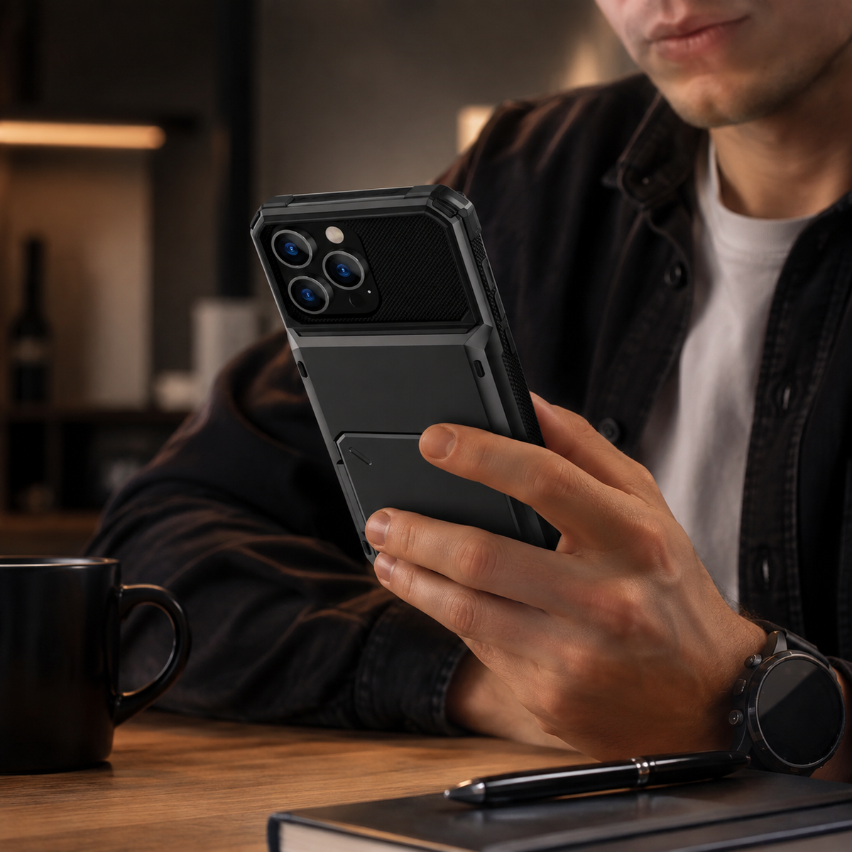 Premium iPhone Case Wallet Card Holder Hidden Flip Door Shockproof Protective Cover Dual Layer Armor Anti Scratch Camera Protection Raised Screen Grip