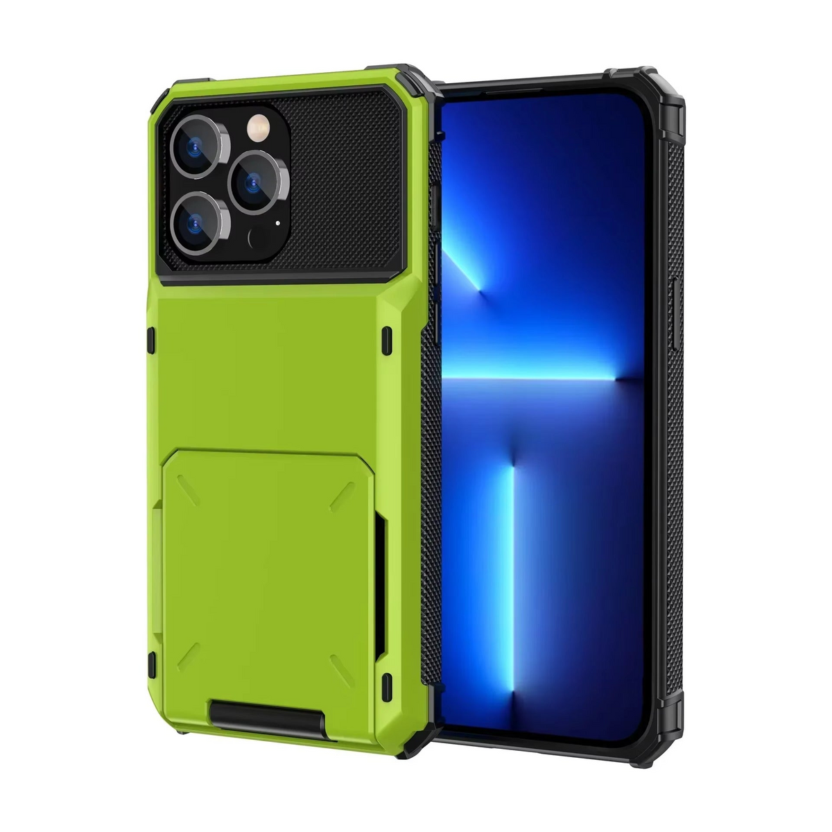 Premium iPhone Case Wallet Card Holder Hidden Flip Door Shockproof Protective Cover Dual Layer Armor Anti Scratch Camera Protection Raised Screen Grip