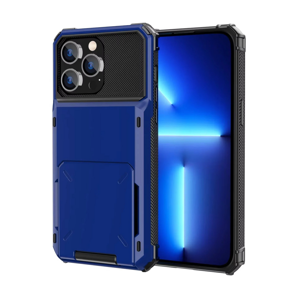 Premium iPhone Case Wallet Card Holder Hidden Flip Door Shockproof Protective Cover Dual Layer Armor Anti Scratch Camera Protection Raised Screen Grip
