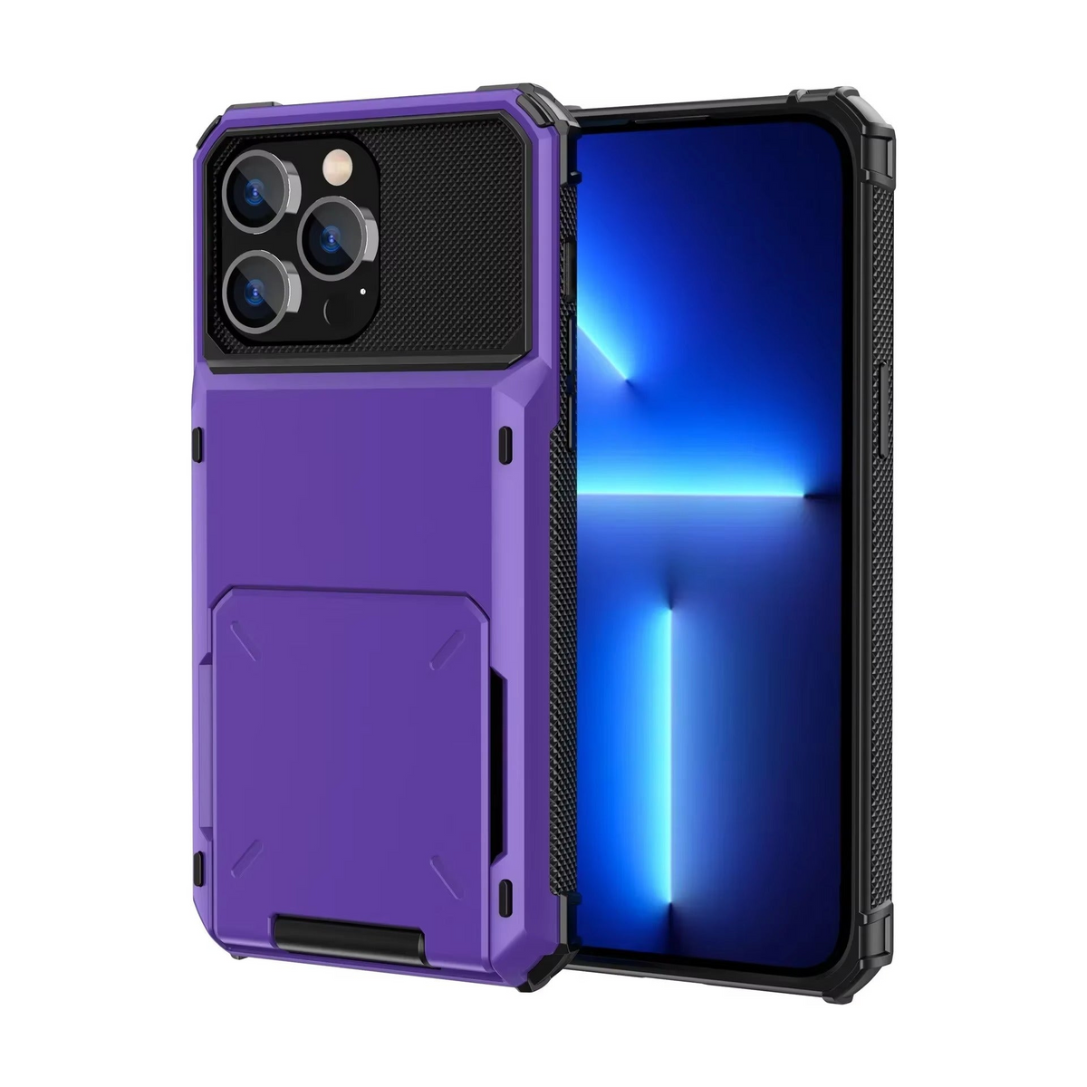 Premium iPhone Case Wallet Card Holder Hidden Flip Door Shockproof Protective Cover Dual Layer Armor Anti Scratch Camera Protection Raised Screen Grip