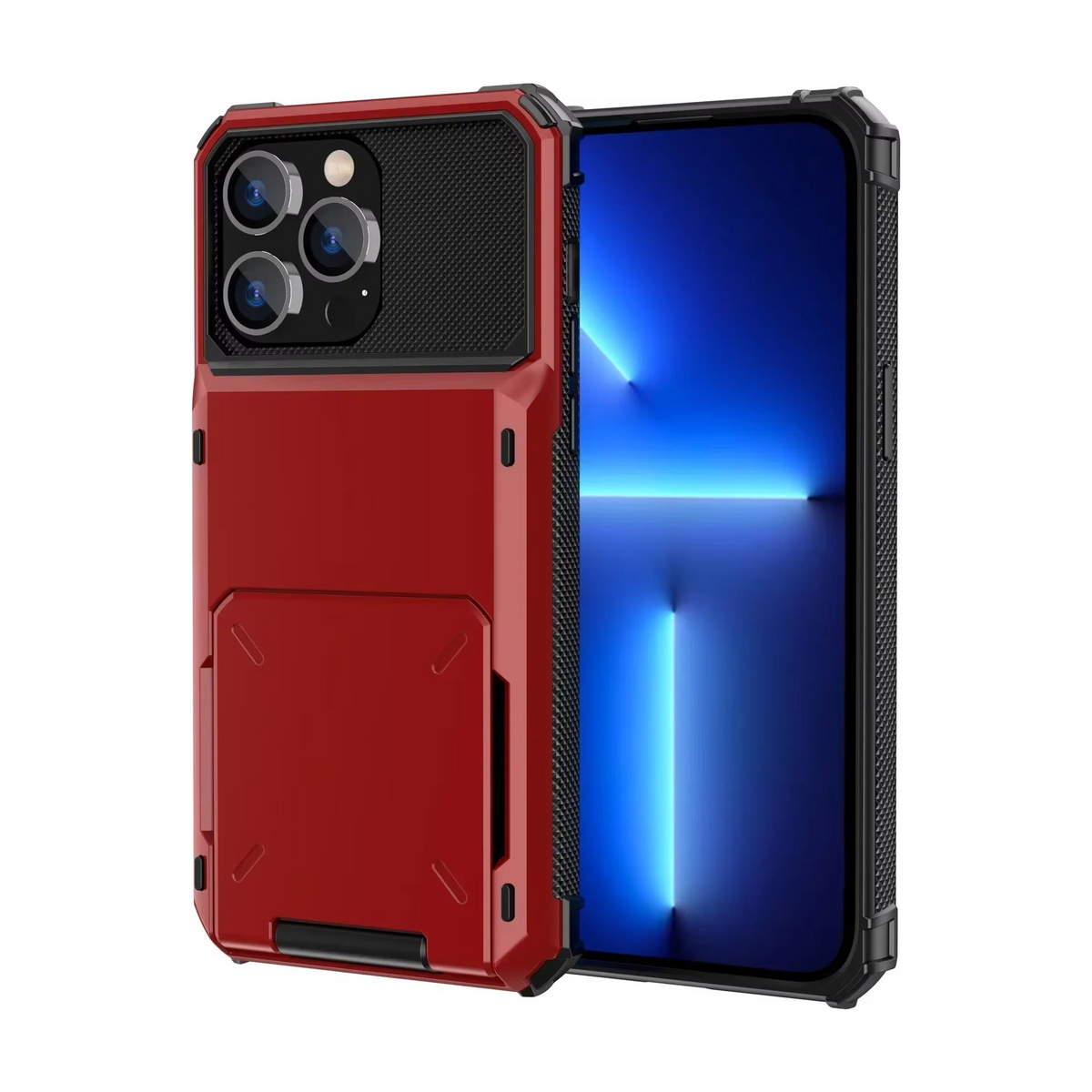 Premium iPhone Case Wallet Card Holder Hidden Flip Door Shockproof Protective Cover Dual Layer Armor Anti Scratch Camera Protection Raised Screen Grip