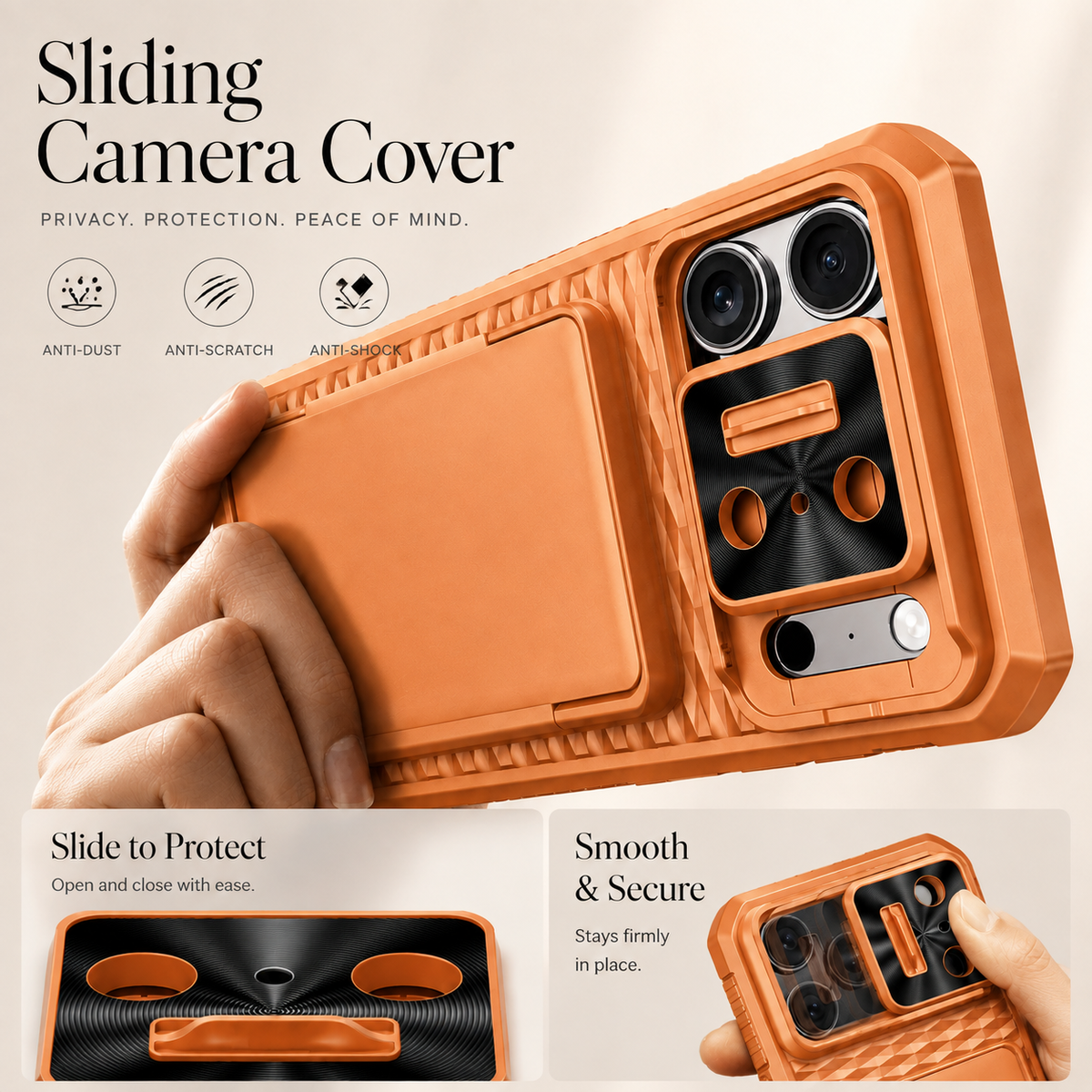Premium iPhone Case Wallet Card Holder Sliding Camera Cover Stand Shockproof Dual Layer Heavy Duty Full Coverage Slim Protective Durable Design