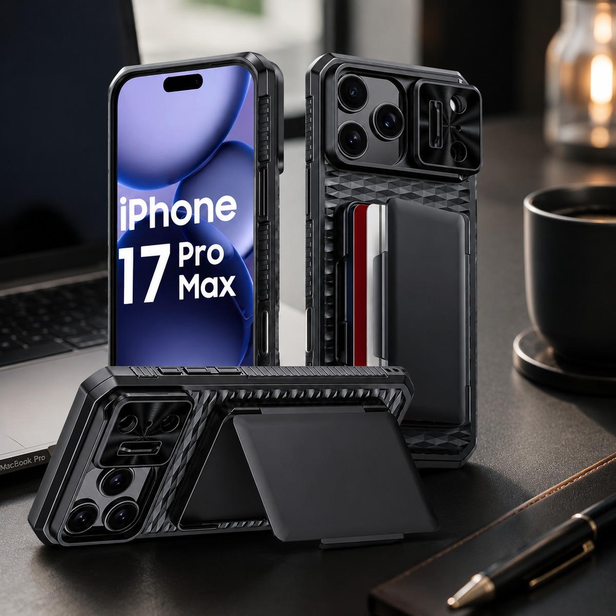 Premium iPhone Case Wallet Card Holder Sliding Camera Cover Stand Shockproof Dual Layer Heavy Duty Full Coverage Slim Protective Durable Design