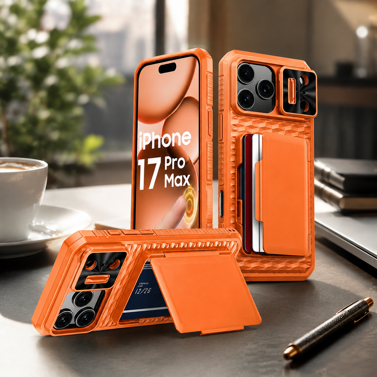 Premium iPhone Case Wallet Card Holder Sliding Camera Cover Stand Shockproof Dual Layer Heavy Duty Full Coverage Slim Protective Durable Design