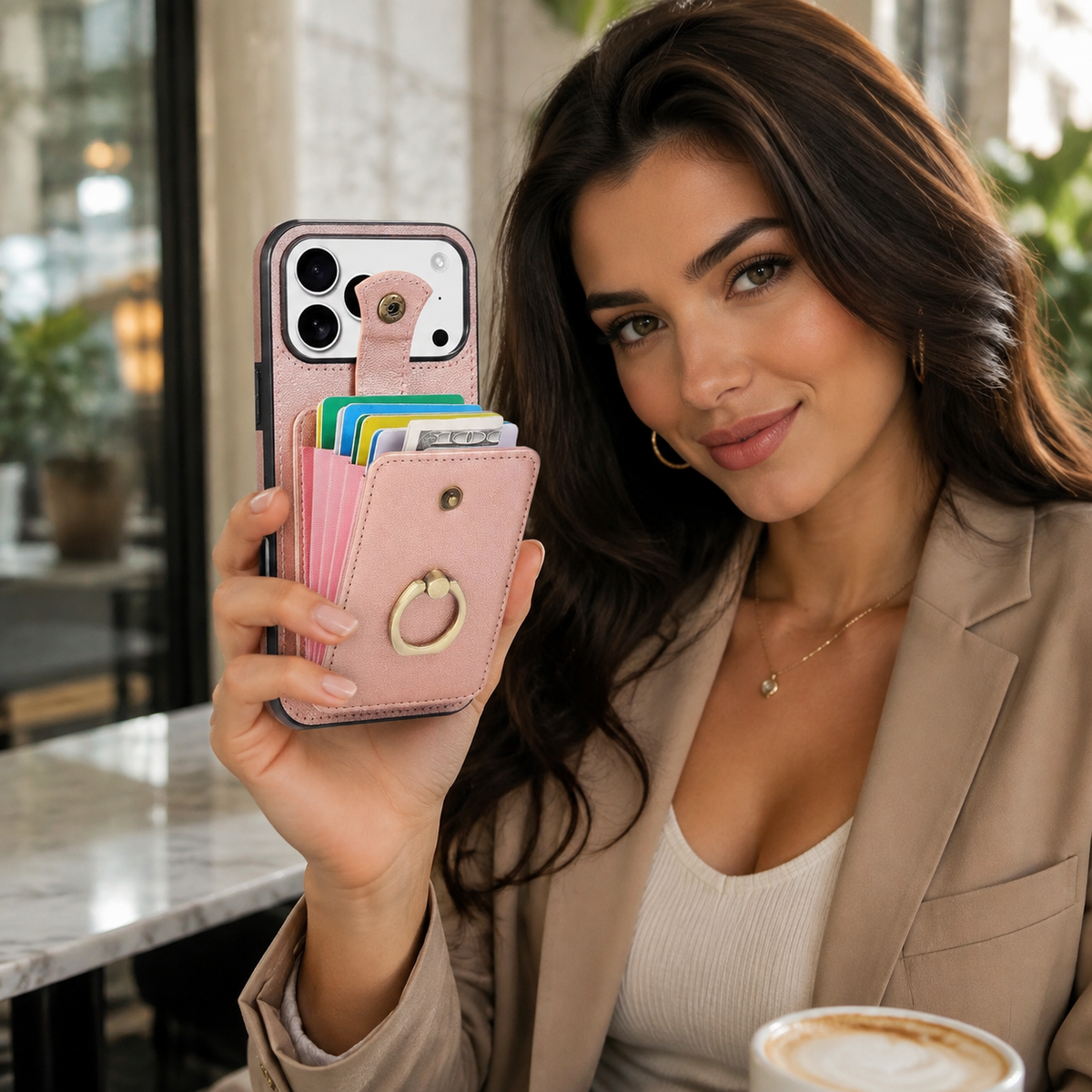 Premium iPhone Case Wallet Cover Card Holder 360 Rotating Ring Kickstand RFID Blocking PU Leather Shockproof Full Protection Slim Magnetic Closure Design