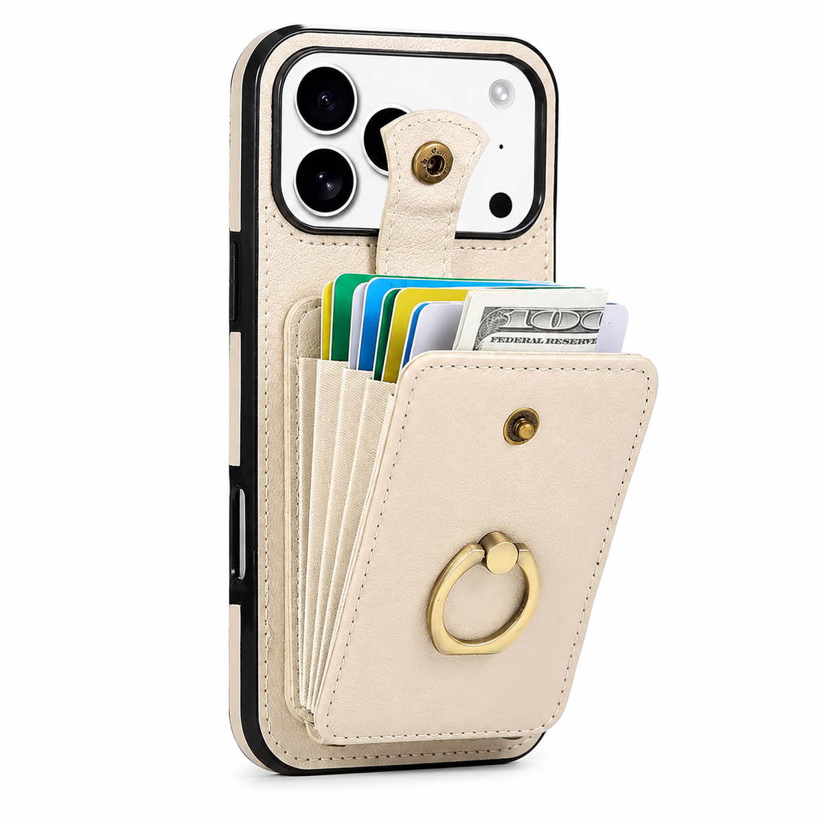 Premium iPhone Case Wallet Cover Card Holder 360 Rotating Ring Kickstand RFID Blocking PU Leather Shockproof Full Protection Slim Magnetic Closure Design