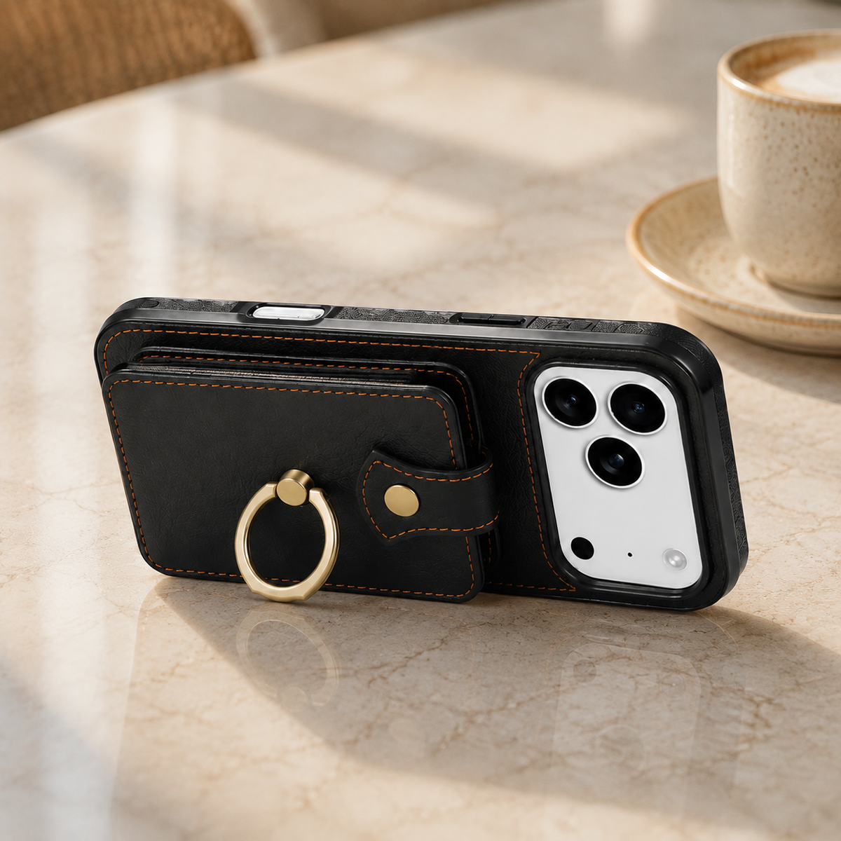 Premium iPhone Case Wallet Cover Card Holder 360 Rotating Ring Kickstand RFID Blocking PU Leather Shockproof Full Protection Slim Magnetic Closure Design