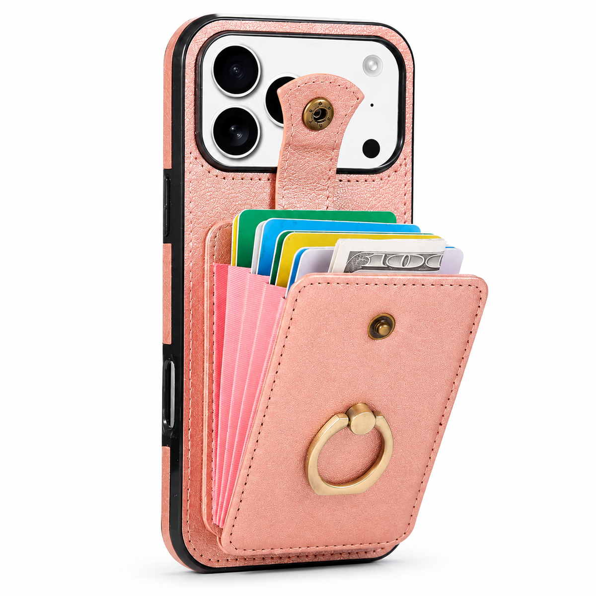 Premium iPhone Case Wallet Cover Card Holder 360 Rotating Ring Kickstand RFID Blocking PU Leather Shockproof Full Protection Slim Magnetic Closure Design