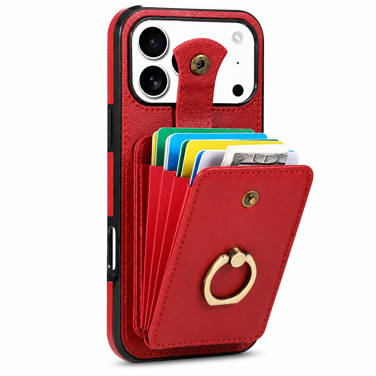 Premium iPhone Case Wallet Cover Card Holder 360 Rotating Ring Kickstand RFID Blocking PU Leather Shockproof Full Protection Slim Magnetic Closure Design