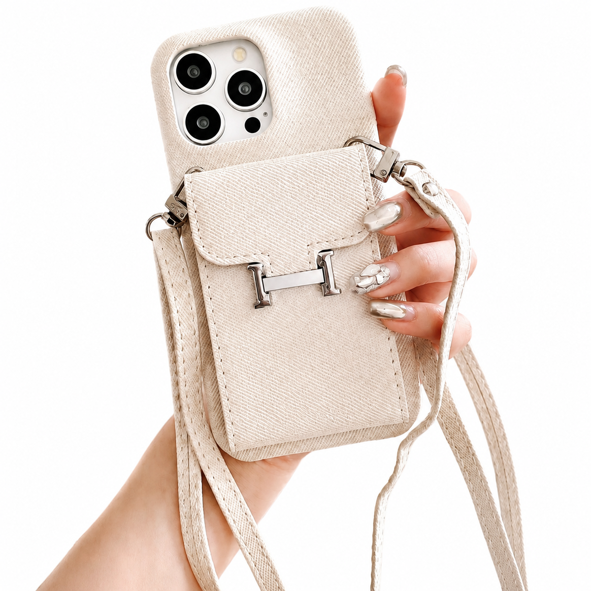 Premium iPhone Case Wallet Crossbody Flip Cover PU Leather Card Pocket Shoulder Strap Magnetic Closure Shockproof RFID Blocking Full Coverage