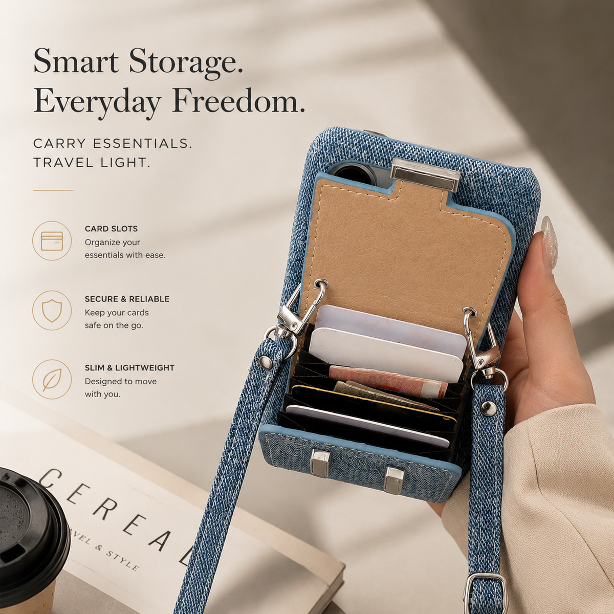 Premium iPhone Case Wallet Crossbody Flip Cover PU Leather Card Pocket Shoulder Strap Magnetic Closure Shockproof RFID Blocking Full Coverage