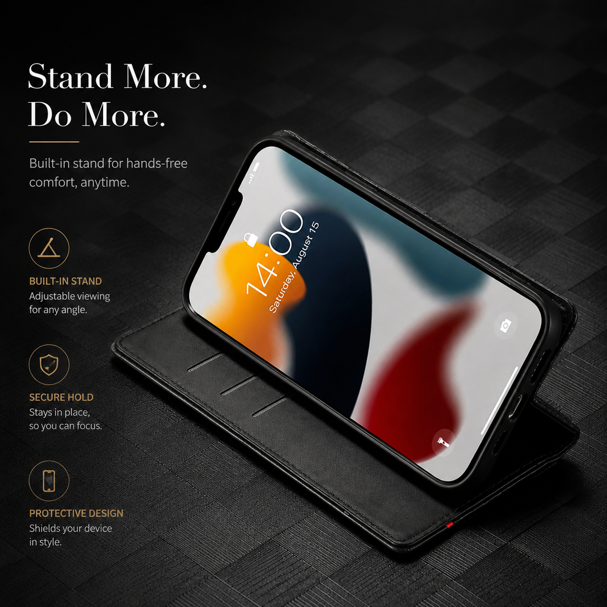 Premium iPhone Case Wallet MagSafe Compatible Carbon Fiber Leather Flip Cover Shockproof Card Holder Stand Camera Lens Protection Slim Magnetic Design