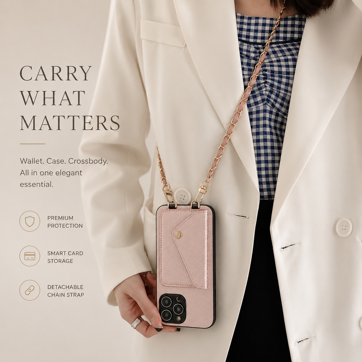 Premium iPhone Case Wallet MagSafe Compatible Crossbody Strap Leather Card Holder Shockproof Protective Cover Camera Lens Protection Slim Design