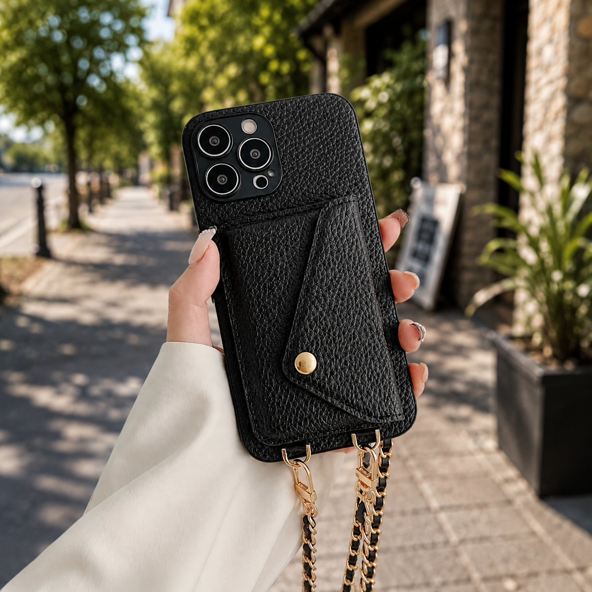 Premium iPhone Case Wallet MagSafe Compatible Crossbody Strap Leather Card Holder Shockproof Protective Cover Camera Lens Protection Slim Design