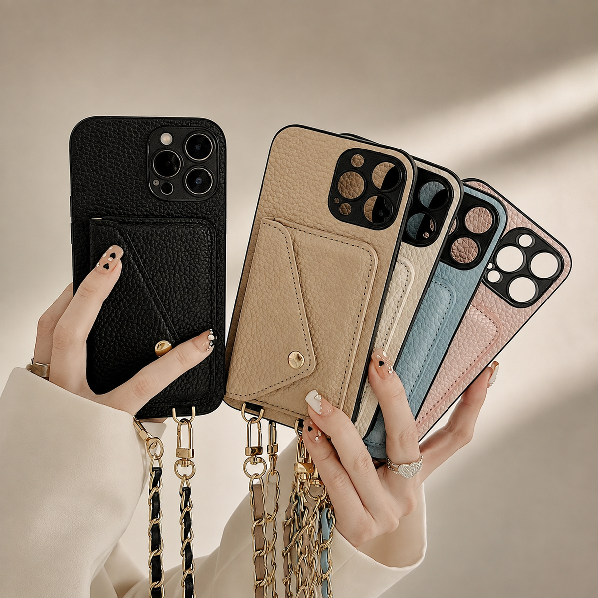 Premium iPhone Case Wallet MagSafe Compatible Crossbody Strap Leather Card Holder Shockproof Protective Cover Camera Lens Protection Slim Design