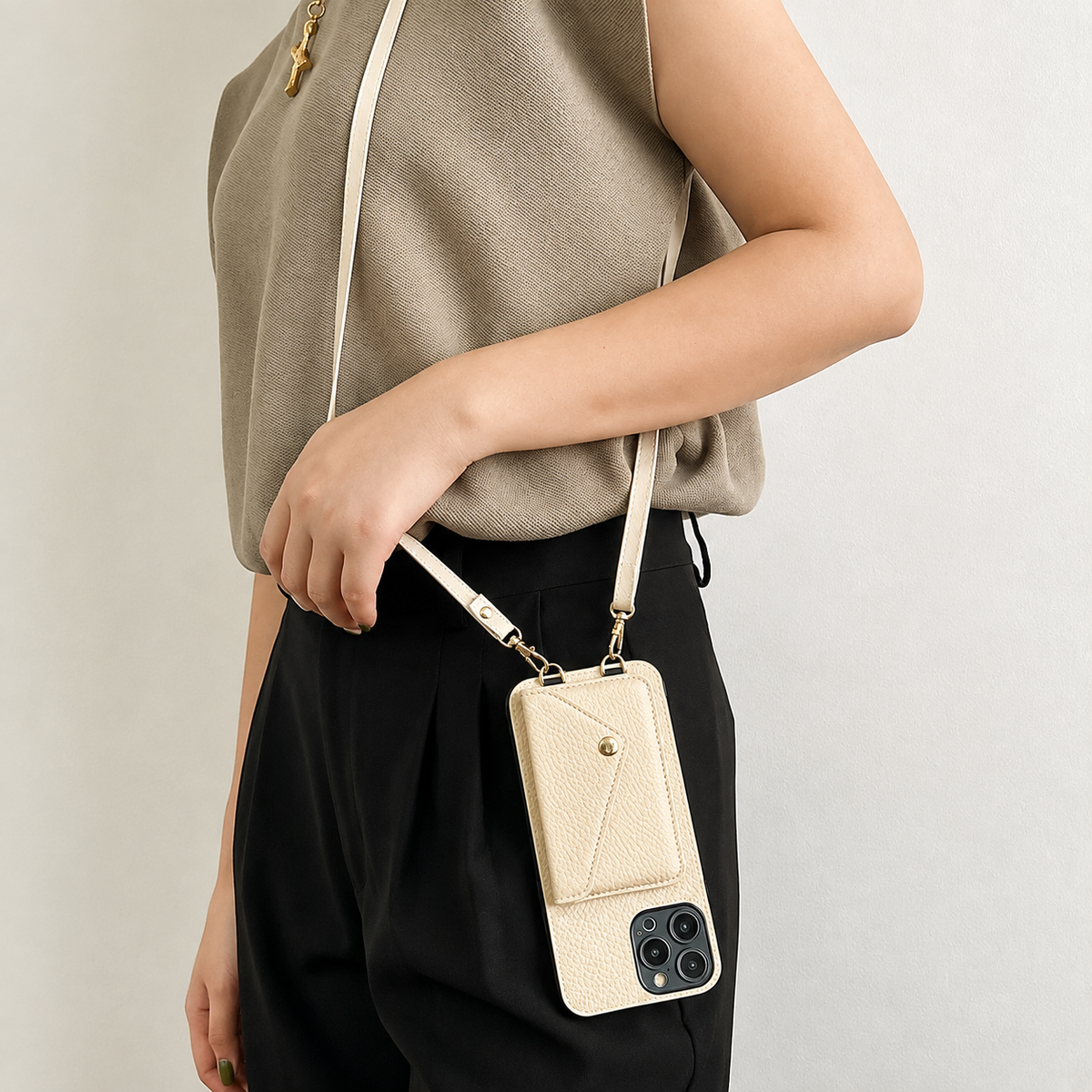 Premium iPhone Case Wallet MagSafe Compatible Crossbody Strap Leather Card Holder Shockproof Protective Cover Camera Lens Protection Slim Design