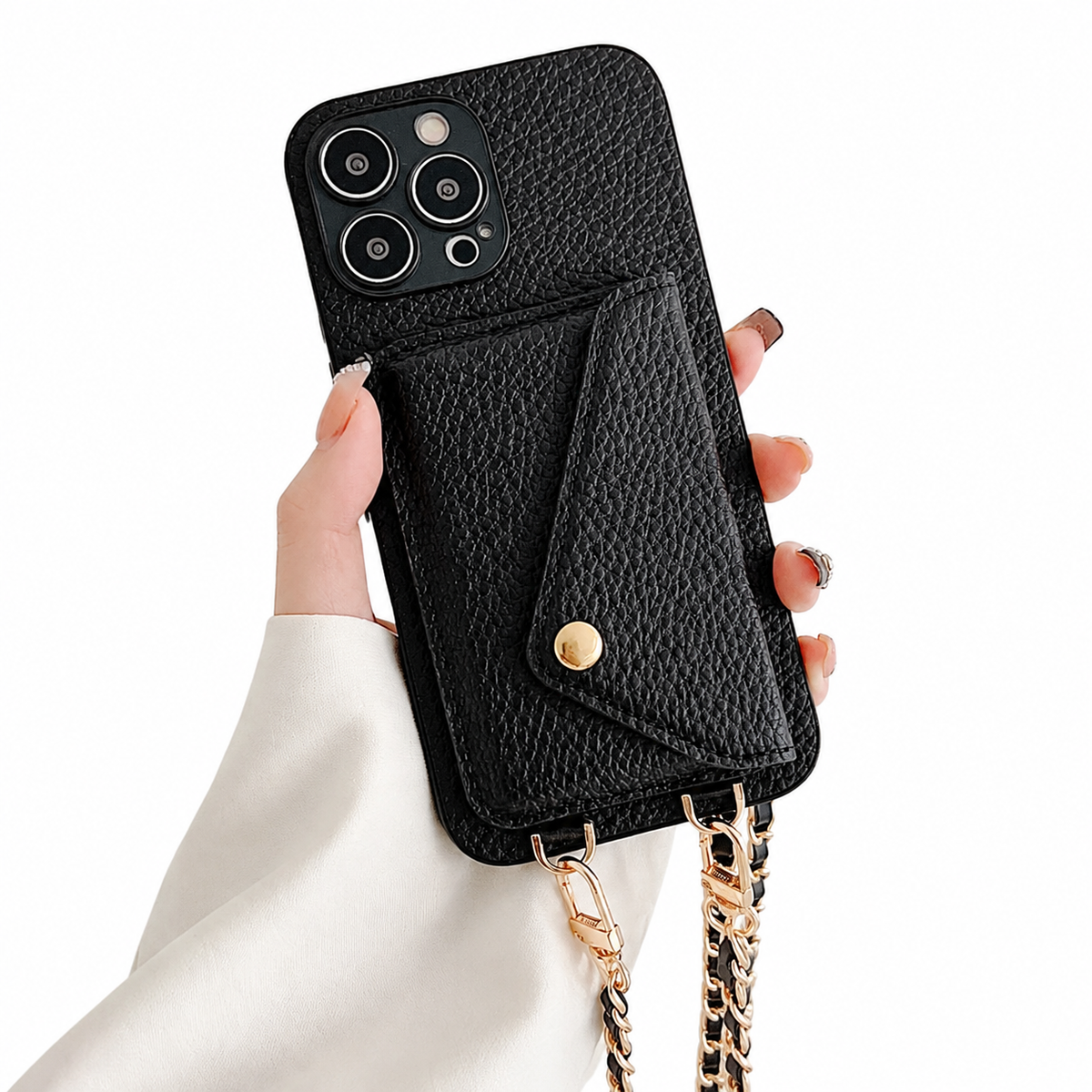 Premium iPhone Case Wallet MagSafe Compatible Crossbody Strap Leather Card Holder Shockproof Protective Cover Camera Lens Protection Slim Design