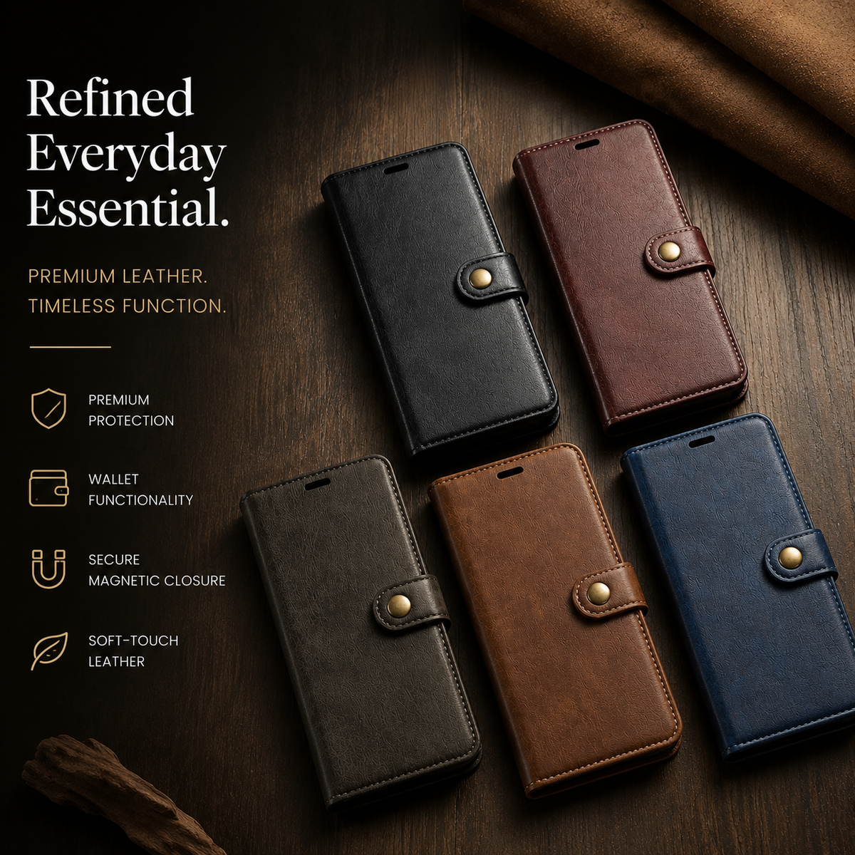 Premium iPhone Case Wallet MagSafe Compatible Detachable Magnetic Leather Shockproof Protective Cover Card Holder Camera Lens Protection Slim Design