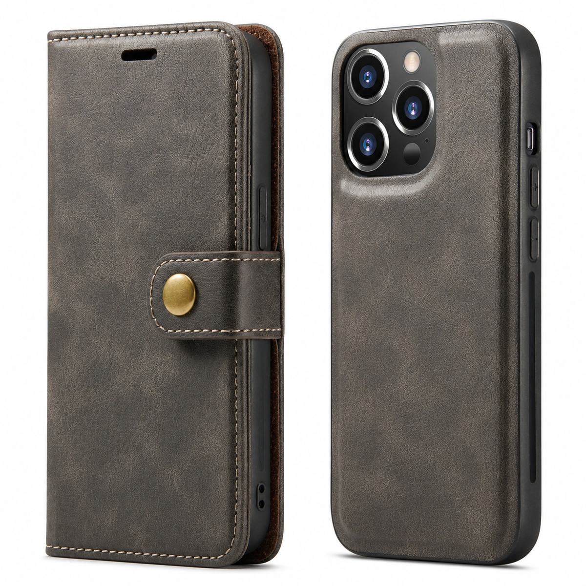 Premium iPhone Case Wallet MagSafe Compatible Detachable Magnetic Leather Shockproof Protective Cover Card Holder Camera Lens Protection Slim Design
