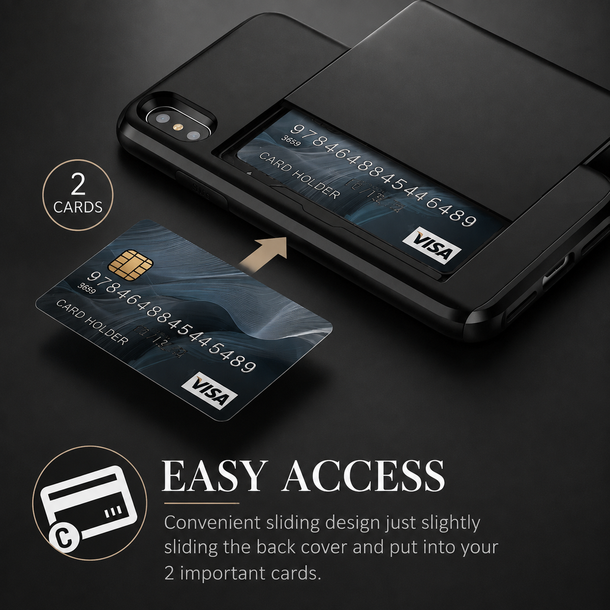 Premium iPhone Case Wallet MagSafe Compatible Dual Layer Slider Card Holder Shockproof Protective Cover Camera Lens Protection Slim Magnetic Design