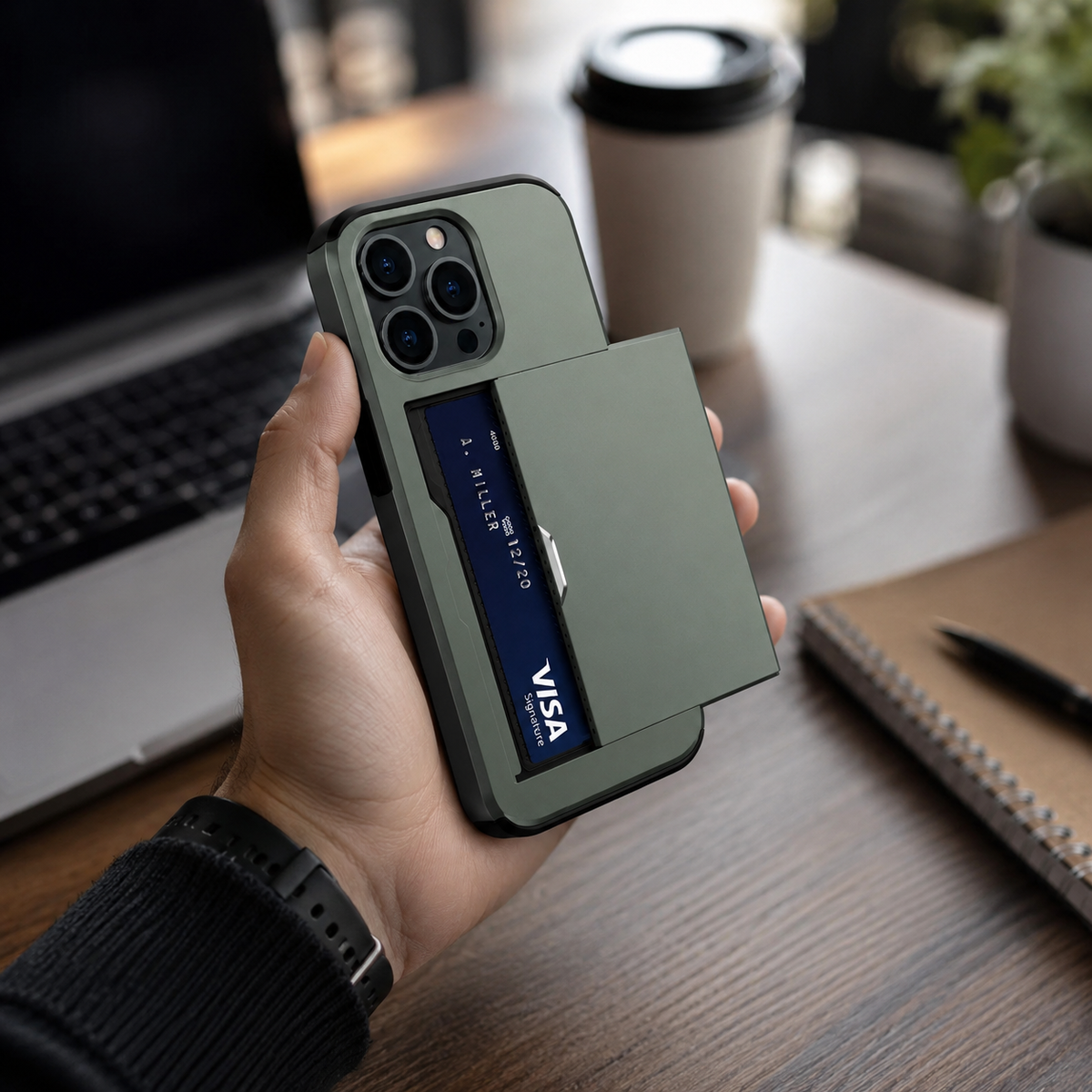 Premium iPhone Case Wallet MagSafe Compatible Dual Layer Slider Card Holder Shockproof Protective Cover Camera Lens Protection Slim Magnetic Design