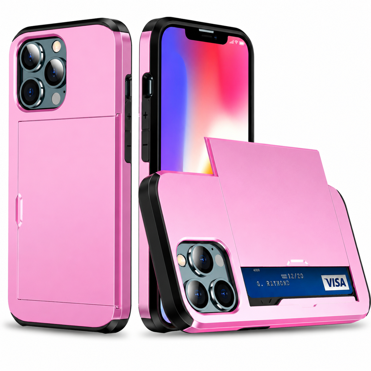 Premium iPhone Case Wallet MagSafe Compatible Dual Layer Slider Card Holder Shockproof Protective Cover Camera Lens Protection Slim Magnetic Design