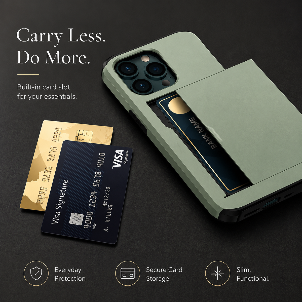 Premium iPhone Case Wallet MagSafe Compatible Dual Layer Slider Card Holder Shockproof Protective Cover Camera Lens Protection Slim Magnetic Design