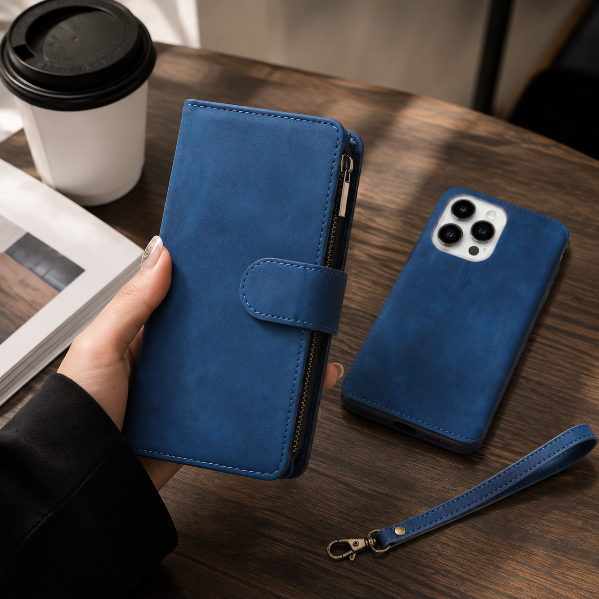 Premium iPhone Case Wallet MagSafe Compatible Leather Card Holder Magnetic Closure Shockproof Protective Cover Camera Lens Protection Slim Design