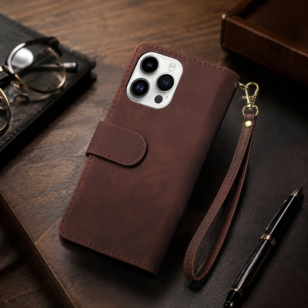 Premium iPhone Case Wallet MagSafe Compatible Leather Card Holder Magnetic Closure Shockproof Protective Cover Camera Lens Protection Slim Design
