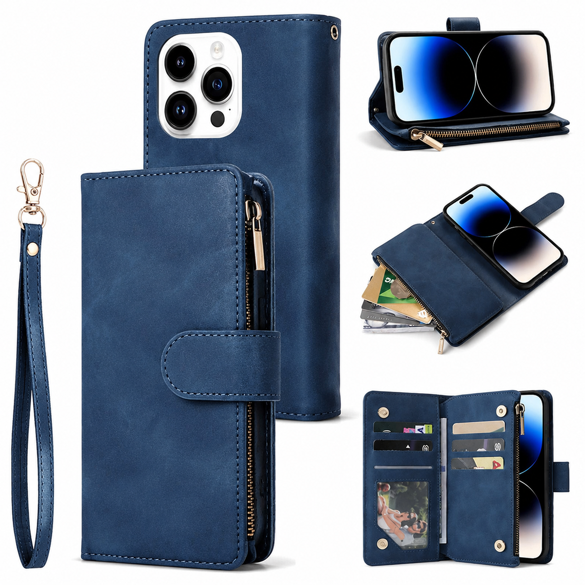 Premium iPhone Case Wallet MagSafe Compatible Leather Card Holder Magnetic Closure Shockproof Protective Cover Camera Lens Protection Slim Design