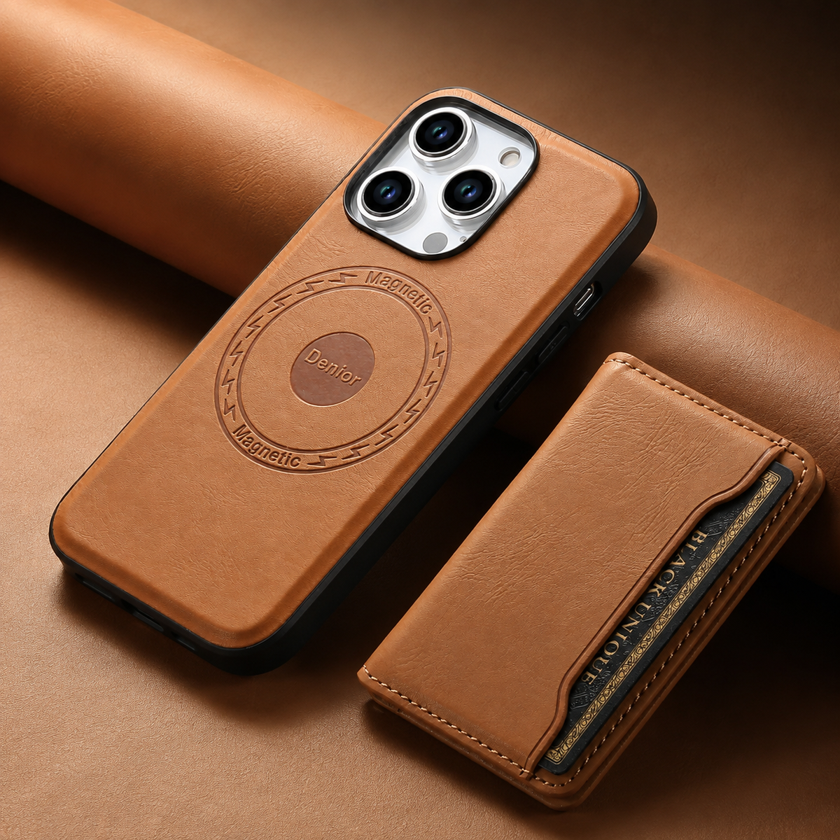 Premium iPhone Case Wallet MagSafe Compatible Leather Card Holder Shockproof Protective Cover Camera Lens Protection Slim Magnetic Stand Design