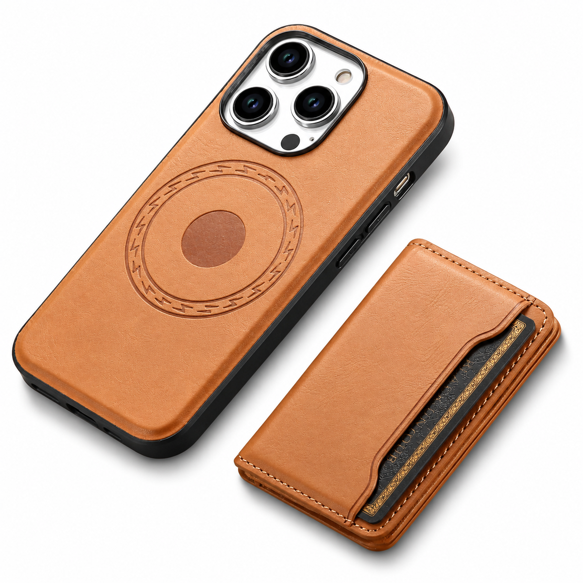 Premium iPhone Case Wallet MagSafe Compatible Leather Card Holder Shockproof Protective Cover Camera Lens Protection Slim Magnetic Stand Design