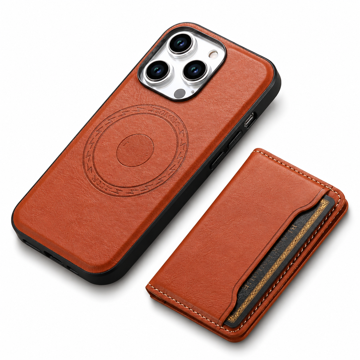 Premium iPhone Case Wallet MagSafe Compatible Leather Card Holder Shockproof Protective Cover Camera Lens Protection Slim Magnetic Stand Design