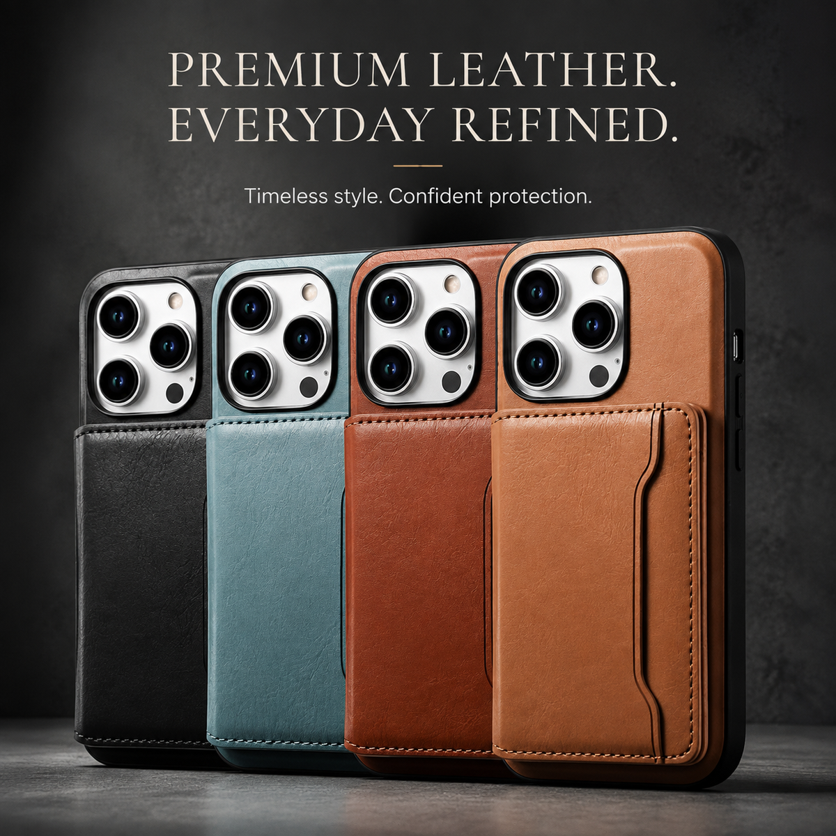 Premium iPhone Case Wallet MagSafe Compatible Leather Card Holder Shockproof Protective Cover Camera Lens Protection Slim Magnetic Stand Design