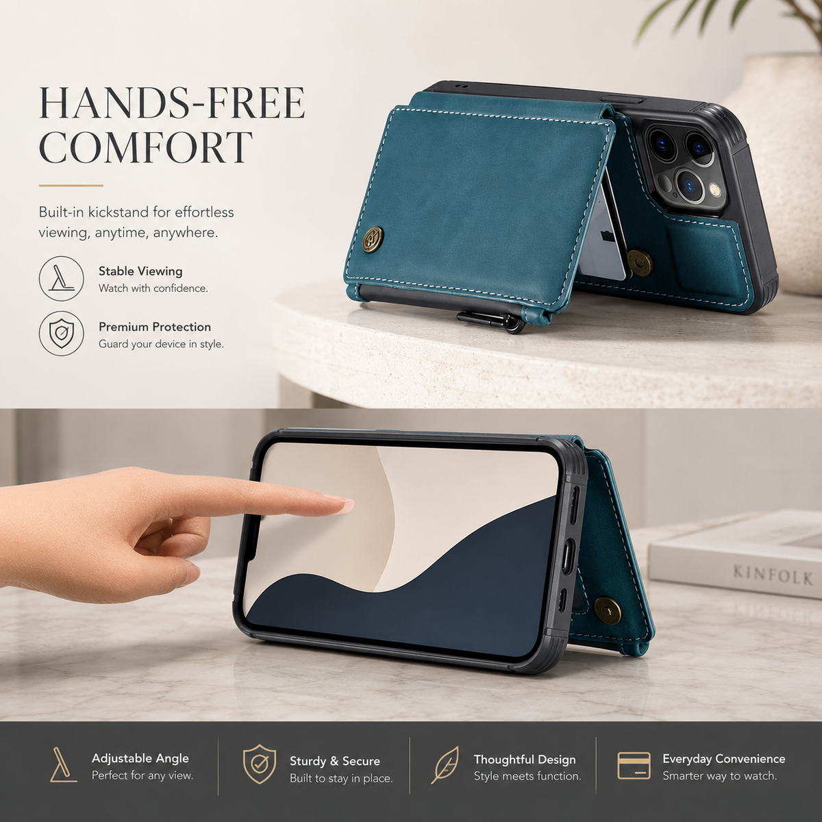 Premium iPhone Case Wallet MagSafe Compatible Leather Card Holder Stand Shockproof Protective Cover Camera Lens Protection Slim Magnetic Design