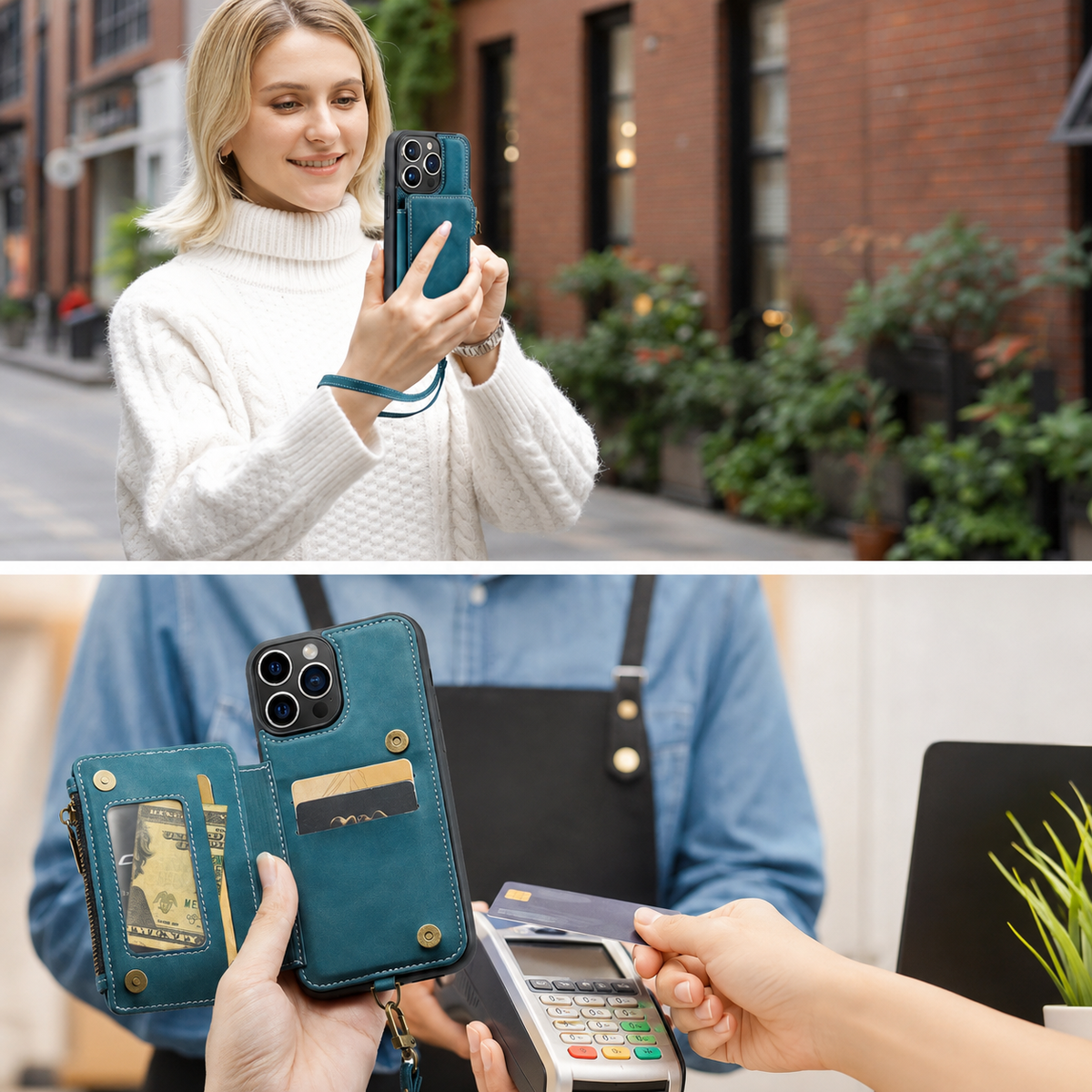 Premium iPhone Case Wallet MagSafe Compatible Leather Card Holder Stand Shockproof Protective Cover Camera Lens Protection Slim Magnetic Design