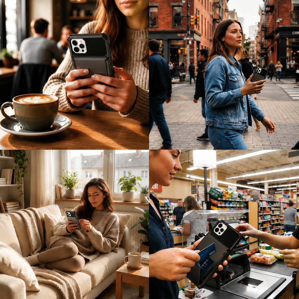Premium iPhone Case Wallet MagSafe Compatible Magnetic Shockproof Protective Cover 4 Card Holder Camera Lens Protection Slim Leather Stand Design