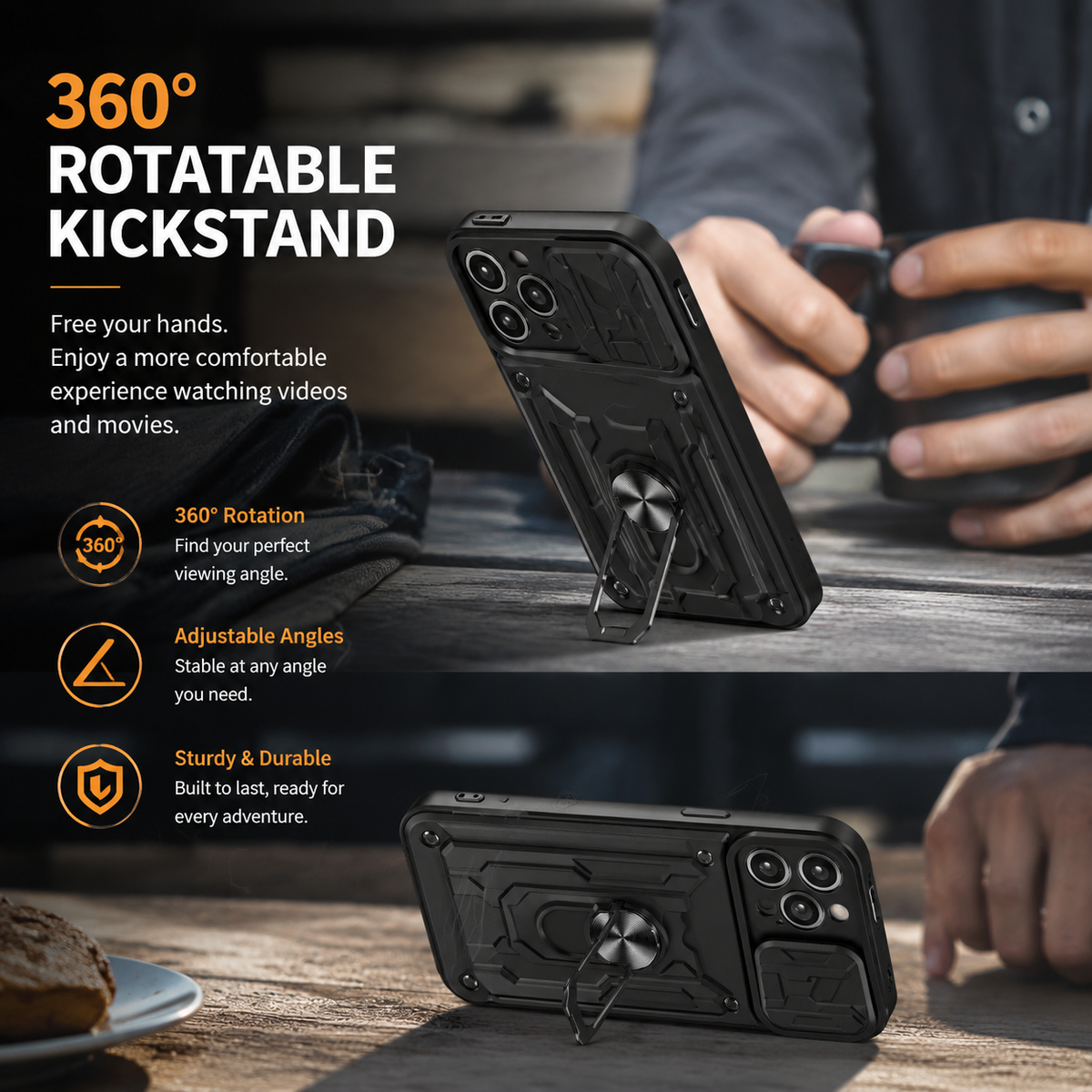 Premium iPhone Case Wallet MagSafe Compatible Silicone Card Holder Ring Stand Shockproof Protective Cover Camera Lens Protection Slim Design