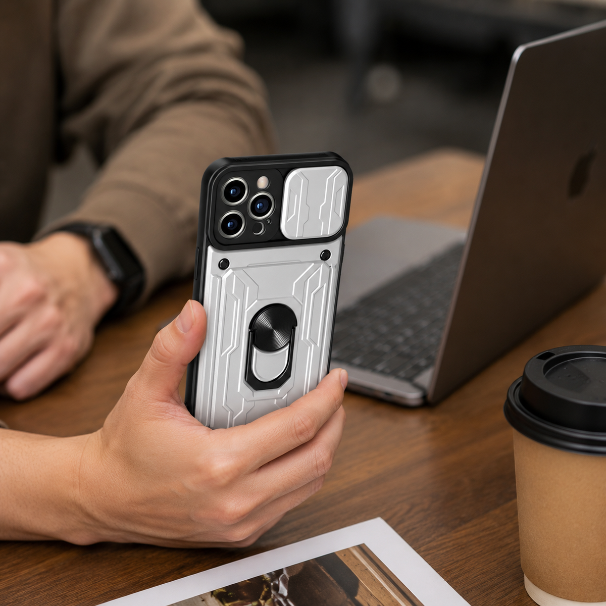Premium iPhone Case Wallet MagSafe Compatible Silicone Card Holder Ring Stand Shockproof Protective Cover Camera Lens Protection Slim Design