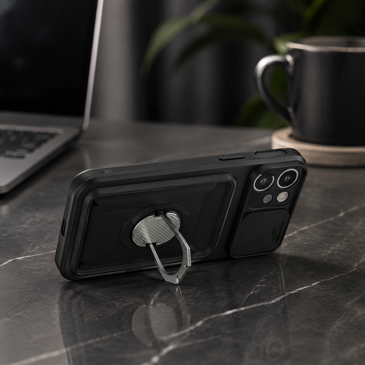 Premium iPhone Case Wallet MagSafe Compatible Silicone Card Holder Ring Stand Shockproof Protective Cover Camera Lens Protection Slim Design