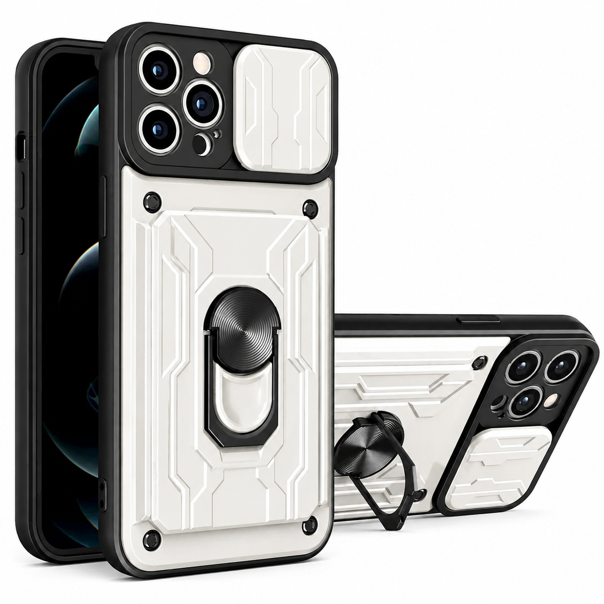 Premium iPhone Case Wallet MagSafe Compatible Silicone Card Holder Ring Stand Shockproof Protective Cover Camera Lens Protection Slim Design