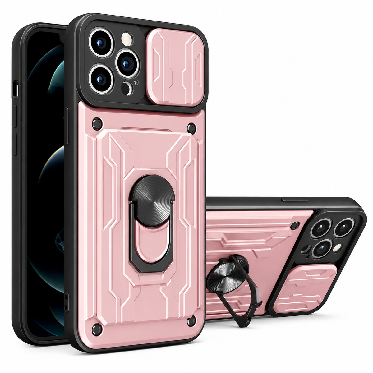 Premium iPhone Case Wallet MagSafe Compatible Silicone Card Holder Ring Stand Shockproof Protective Cover Camera Lens Protection Slim Design