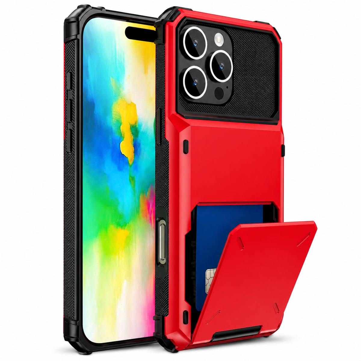 Premium iPhone Case Wallet MagSafe Compatible Slide Card Holder Armor Cover Shockproof Protection Camera Lens Guard Slim Magnetic Kickstand Durable Design