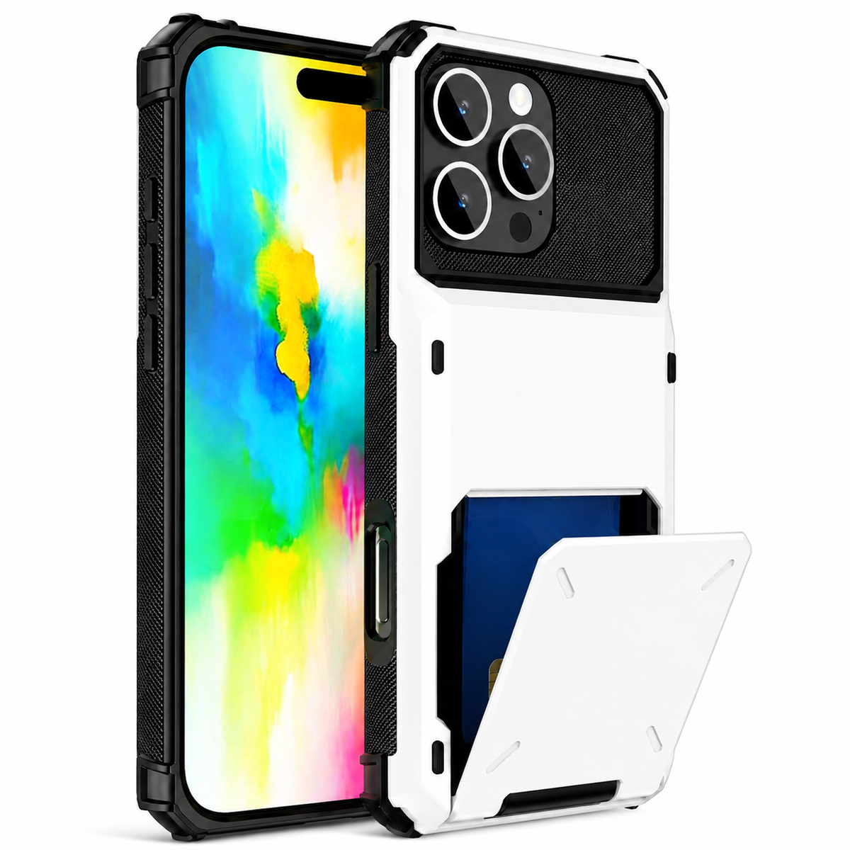 Premium iPhone Case Wallet MagSafe Compatible Slide Card Holder Armor Cover Shockproof Protection Camera Lens Guard Slim Magnetic Kickstand Durable Design