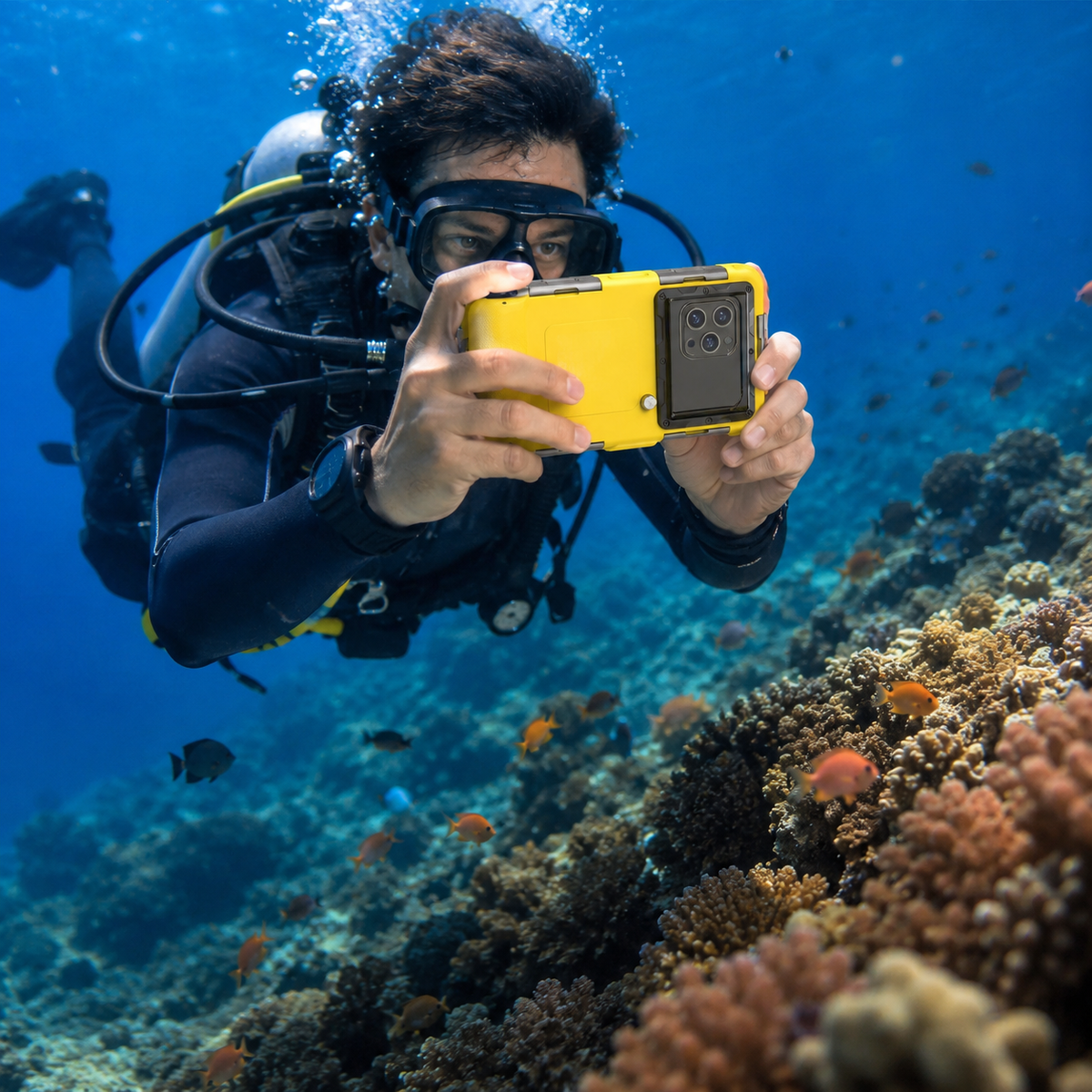 Premium iPhone Case Waterproof Diving Pouch IP68 Underwater Protective Cover Shockproof PC TPU Anti Scratch Lanyard Full Coverage Swimming Photography